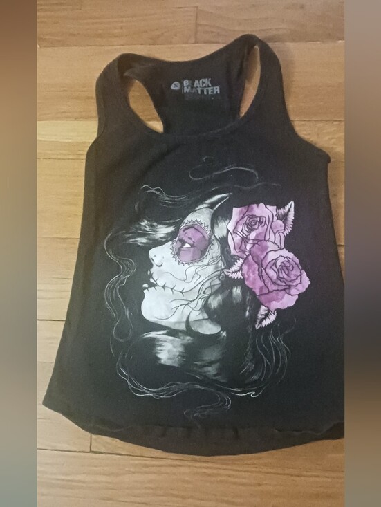 Black Matter Tops - Black Matter Hot Topic Day of the Dead Sugar Skull Girl Rose Tank Top S